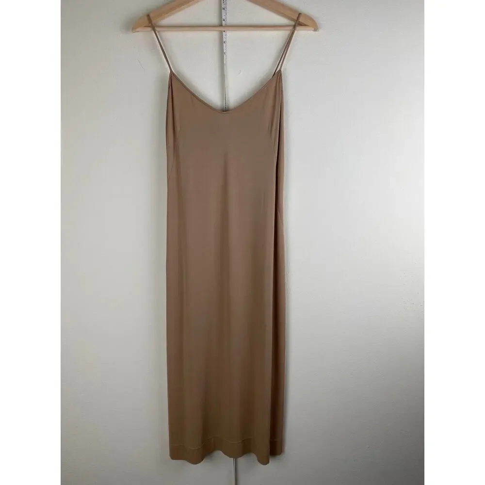 Akris Stretch Knit Midi Slip Dress Beige Size 8 - Picture 4 of 13